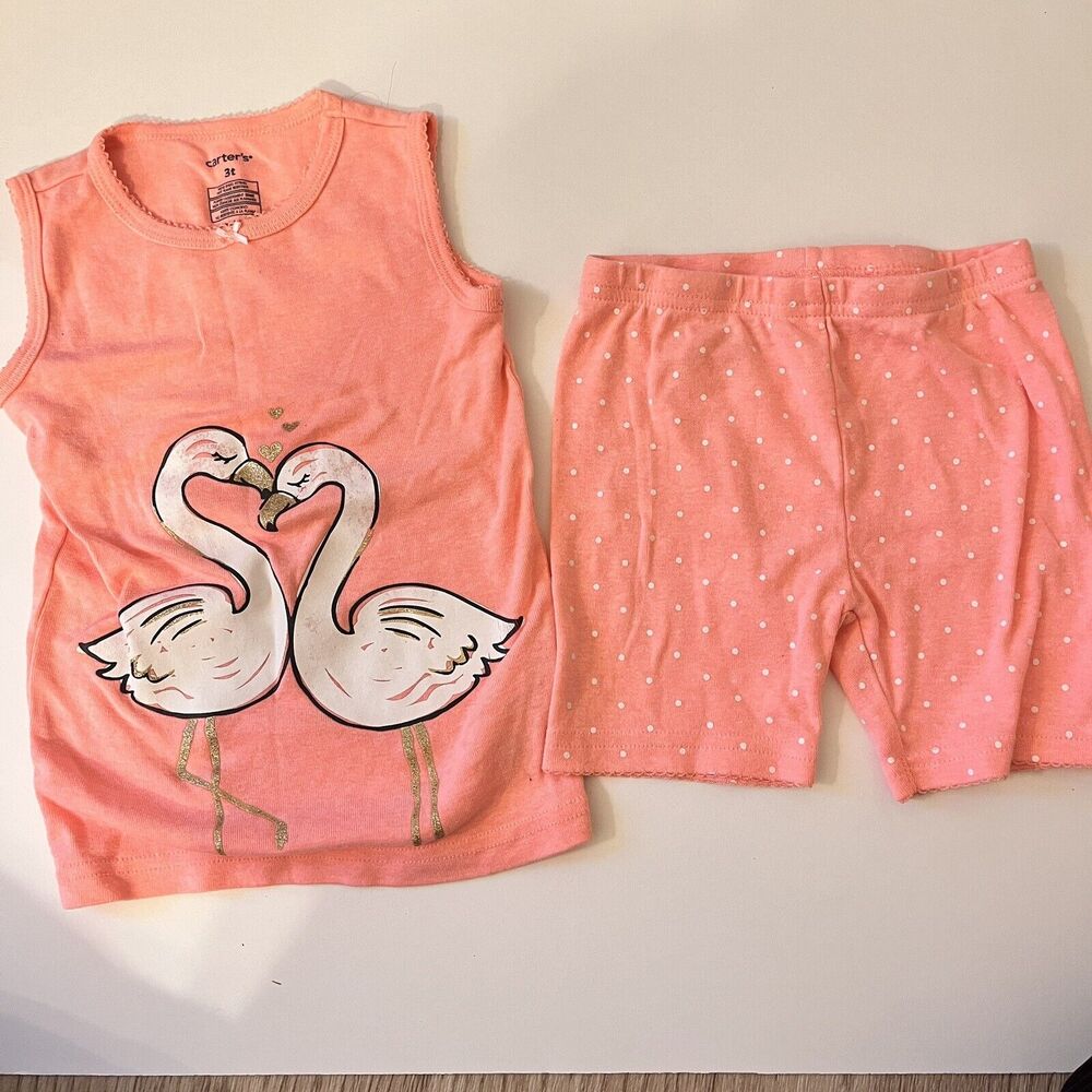 Carter's Little Girls Toddler 2-Piece Sleeveless Flamingo Pajama Set - Size 3T